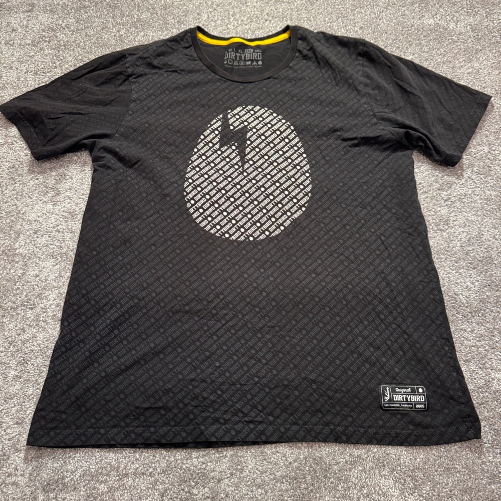 Dirtybird Shirt Mens 2XL Black Logo Print 100% Cotton EDM House Music Tee AOP
